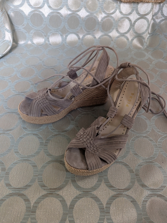 pk214 Shoes - PK214 Lace-Up Woven Espadrille Wedge Sandals - Taupe
